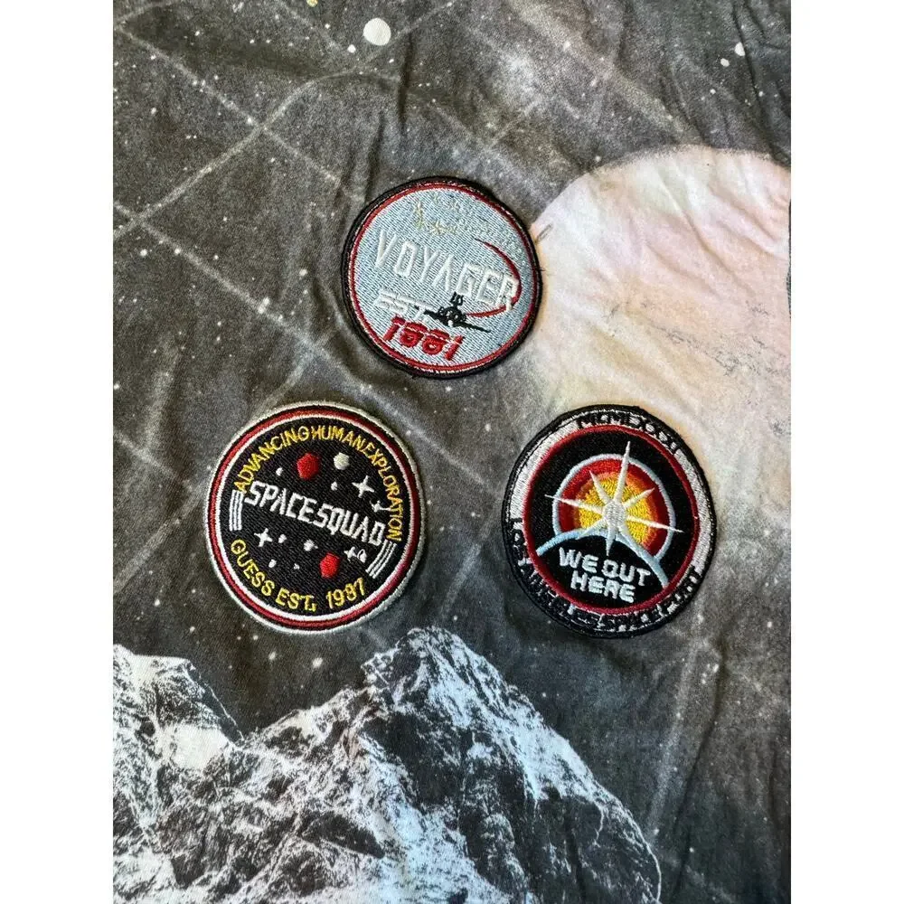 GUESS Cosmic Space T-shirt, size Large; Outer Space, with sew on patches, RARE - Picture 7 of 8